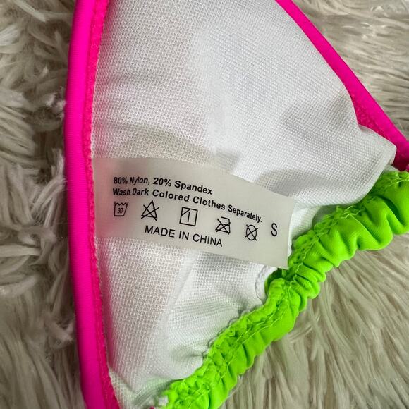 Shein women's tri-color triangle top +matching side-tie cheeky bottom bikini set - Picture 12 of 12